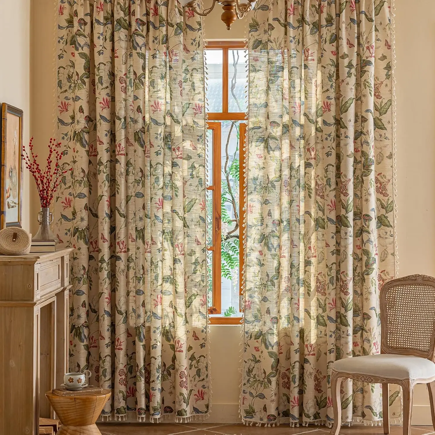 Floral Curtains 96 Inches Long Living Room Boho Drapes Bedroom 2 Panels Semi Sheer Vintage Window Curtain Panels Rod Poc
Floral Curtains 96 Inches Long Living Room Boho Drapes Bedroom 2 Panels Semi Sheer Vintage Window Curtain Panels Rod Poc