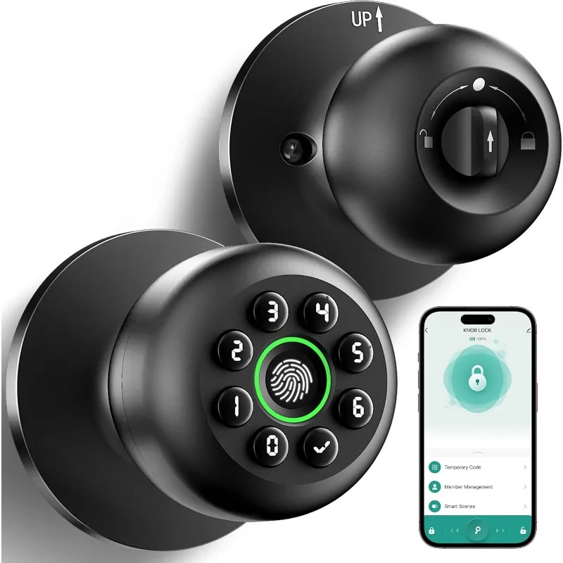 Smart Fingerprint Door Knob with Keypad, Biometric Door Lock with App Control, Auto Lock Door Lock with C
Smart Fingerprint Door Knob with Keypad, Biometric Door Lock with App Control, Auto Lock Door Lock with C