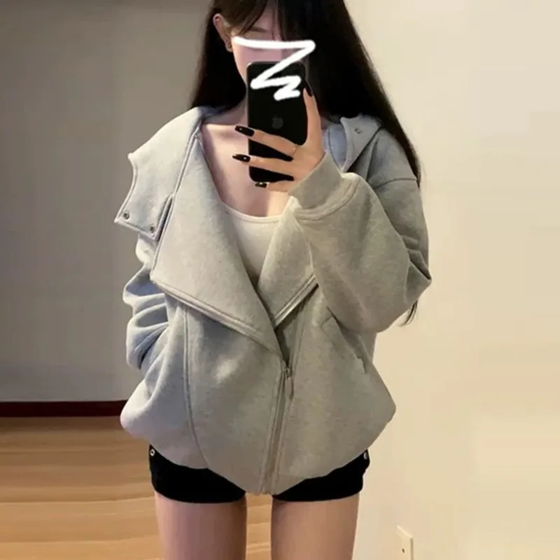 Korean Style Casual Hooded Jacket For Women 2025 Spring Autumn Personality Lazy Style Gray Niche Design Hoodie Retro Couple Tops
Korean Style Casual Hooded Jacket For Women 2025 Spring Autumn Personality Lazy Style Gray Niche Design Hoodie Retro Couple Tops