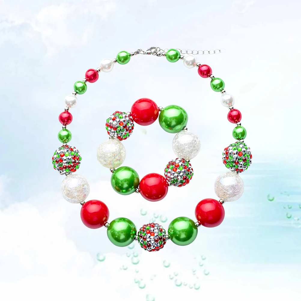 2pcs Christmas Bead Necklace Bracelet Set Girls Toddler Chunky Jewelry Accessories Green Party Beach Play Costume
2pcs Christmas Bead Necklace Bracelet Set Girls Toddler Chunky Jewelry Accessories Green Party Beach Play Costume