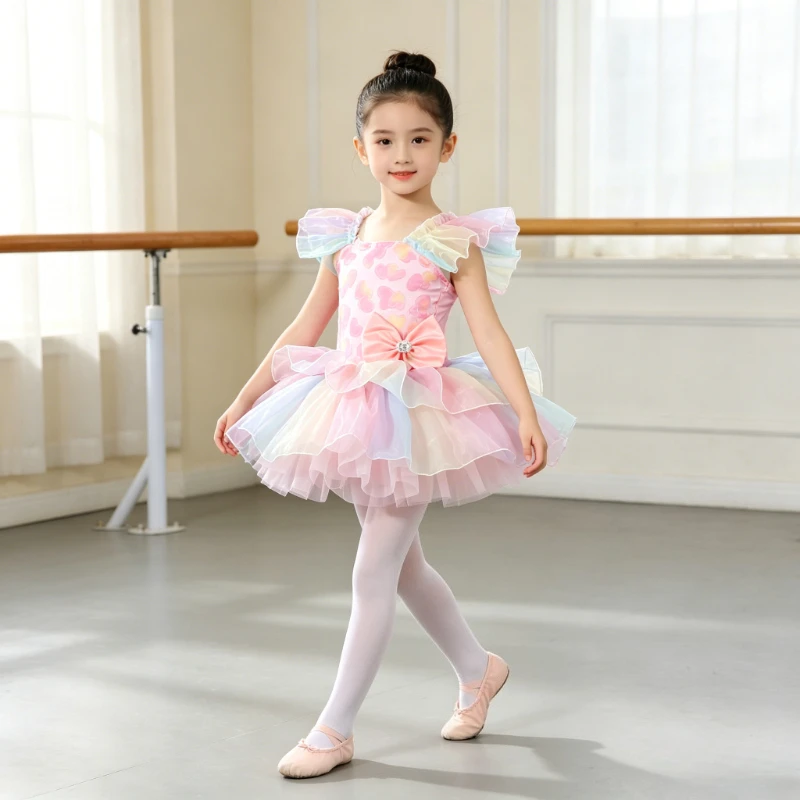 Rainbow Ruffle Flutter Sleeve Ballet Tutu Dress, Princess Dance Outfit With Bow Headband for Ballet Birthday Gift Vestidos
Rainbow Ruffle Flutter Sleeve Ballet Tutu Dress, Princess Dance Outfit With Bow Headband for Ballet Birthday Gift Vestidos
