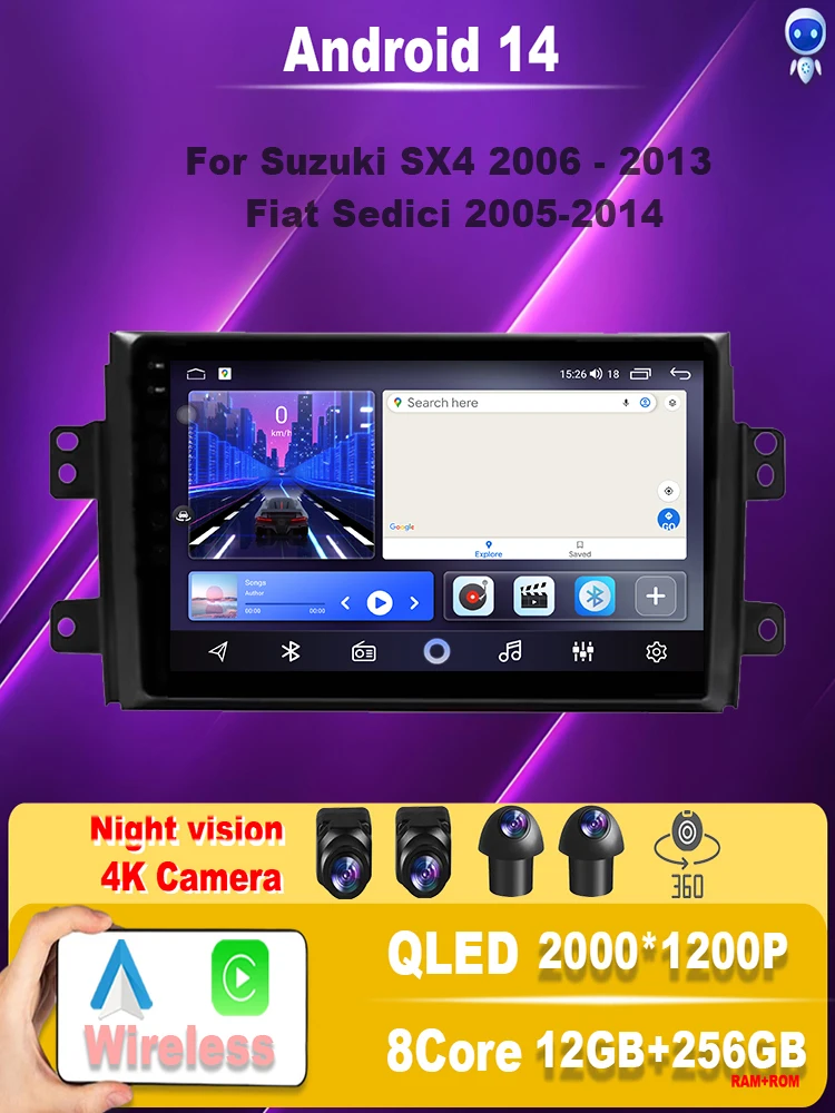 Car Radio Multimedia Video Player 9-80 Suzuki SX4 2006 - 2013 For Fiat Sedici 2005 Android 14 Stereo Navigation GPS TouchScreen
Car Radio Multimedia Video Player 9-80 Suzuki SX4 2006 - 2013 For Fiat Sedici 2005 Android 14 Stereo Navigation GPS TouchScreen