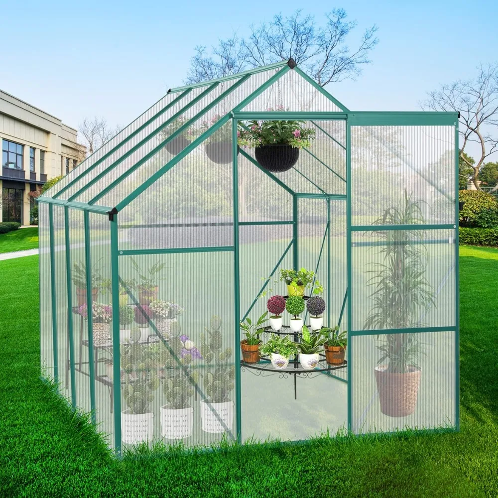 6x8 Ft Walk in Greenhouse,Aluminum Polycarbonate Greenhouse with Door & Window for Outdoors Plants Grow All Seacon,Greenhouses
6x8 Ft Walk in Greenhouse,Aluminum Polycarbonate Greenhouse with Door & Window for Outdoors Plants Grow All Seacon,Greenhouses