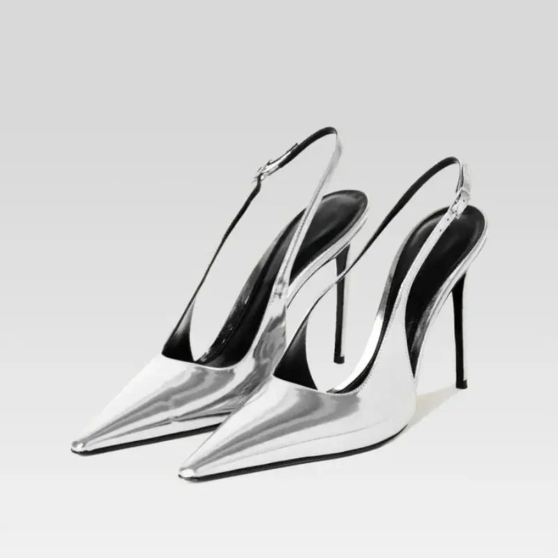 Sexy Pointed Toe High Heel Slingback Pumps Black Silver Patent Leather Buckle Strap Female Modern Runway Shoes Drop Shipping
Sexy Pointed Toe High Heel Slingback Pumps Black Silver Patent Leather Buckle Strap Female Modern Runway Shoes Drop Shipping