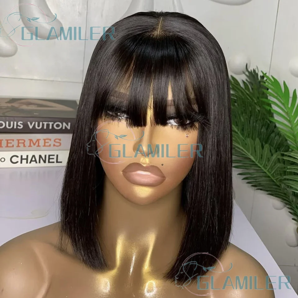 Fringe Short Bob Silky Straight Human Hair Wigs Glueless Brazilian 5x5 Silk Top Closure Wigs With Bangs 13x6/360 Lace Front Wigs
Fringe Short Bob Silky Straight Human Hair Wigs Glueless Brazilian 5x5 Silk Top Closure Wigs With Bangs 13x6/360 Lace Front Wigs