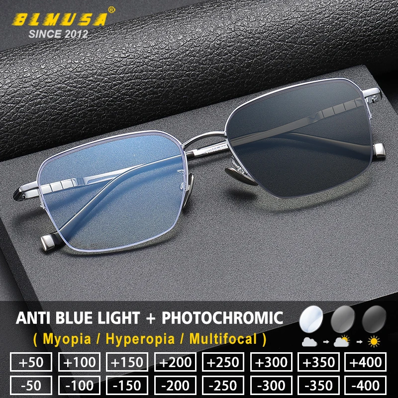 BLMUSA Business Men Myopia Computer Office Half-Frame Glasses Retro Photochromic Titanium Glasses Reading Prescription Eyeware
BLMUSA Business Men Myopia Computer Office Half-Frame Glasses Retro Photochromic Titanium Glasses Reading Prescription Eyeware
