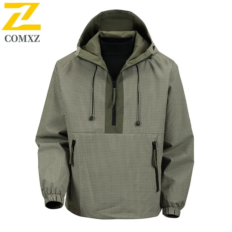 Autumn Men's Hooded Pullover Jacket Half-Zip Design Waterproof Windproof multifunctional Outdoor Top for Hiking Camping Fishing 
Autumn Men's Hooded Pullover Jacket Half-Zip Design Waterproof Windproof multifunctional Outdoor Top for Hiking Camping Fishing