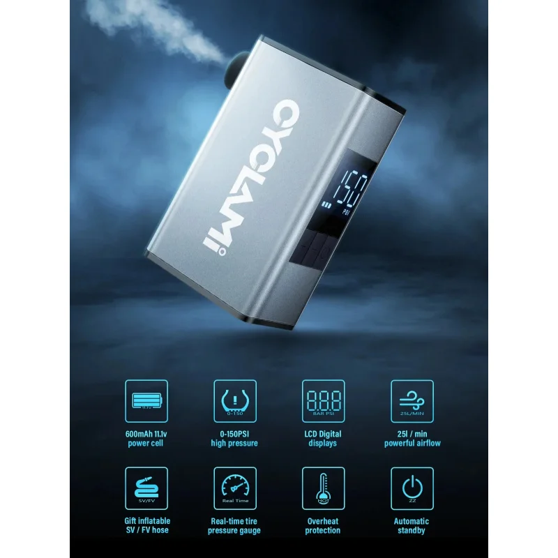 150 PSl Bike Air Electric Pump CYCLAMI A3 MAX Real-time Data Display Portable Pocket Auto MINI Tire Inflator For Bicycle Car
150 PSl Bike Air Electric Pump CYCLAMI A3 MAX Real-time Data Display Portable Pocket Auto MINI Tire Inflator For Bicycle Car