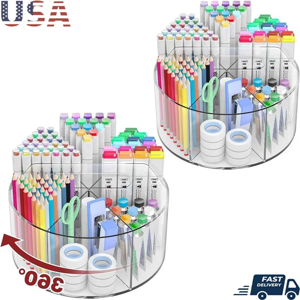 2 Pack Acrylic Pen Organizer 360 Rotating Pen and Pencil Holder Multi-Functional Desk Storage Office Art Supplies and Crafting 
2 Pack Acrylic Pen Organizer 360 Rotating Pen and Pencil Holder Multi-Functional Desk Storage Office Art Supplies and Crafting