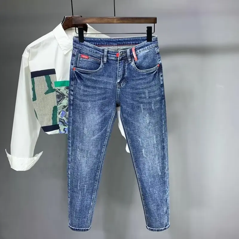 Autumn Korean Slim Fit Jeans Casual Men'S Cropped Pants Straight Leg Pants Retro Blue Denim Jeans Tapered Jeans
Autumn Korean Slim Fit Jeans Casual Men'S Cropped Pants Straight Leg Pants Retro Blue Denim Jeans Tapered Jeans