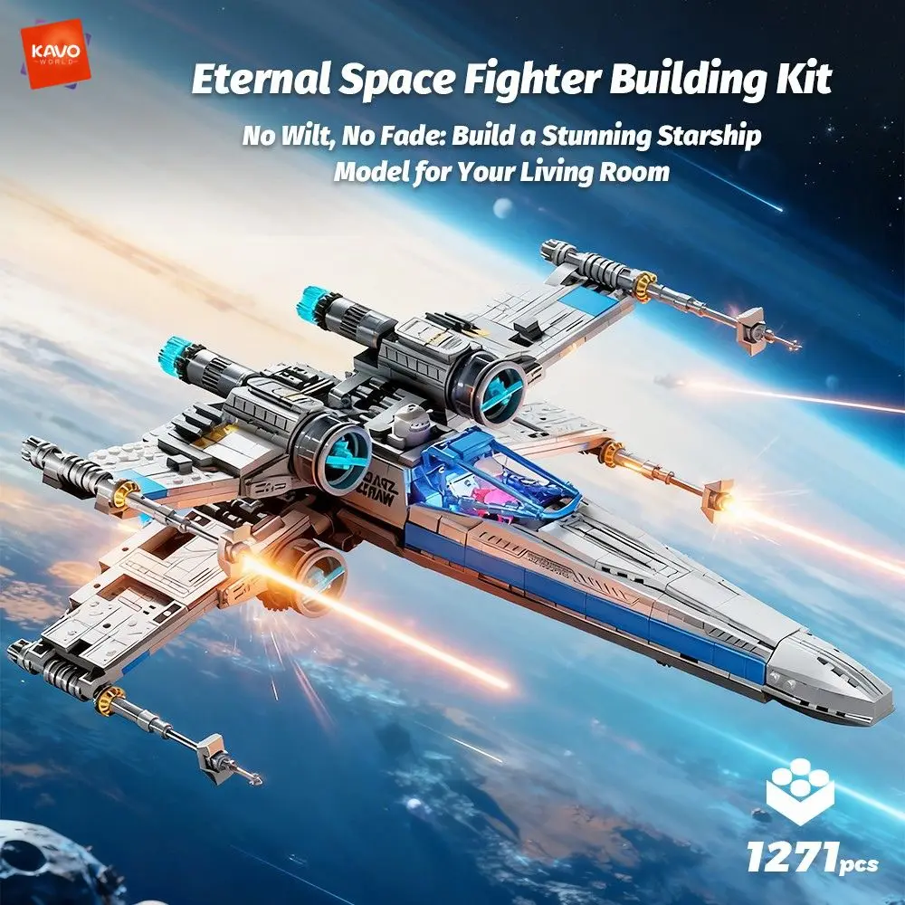 KAVOWORLD X-Wing Space Fighter Jet Building Blocks Toys Set with Pilot High-Technical Linked Wing Transformable Aircraft Model with LED Lights Retractable Landing Gear Spaceship Toy for Adults Birthday Christmas Gift for Space Enthusiasts(1271pcs)
KAVOWORLD X-Wing Space Fighter Jet Building Blocks Toys Set with Pilot High-Technical Linked Wing Transformable Aircraft Model with LED Lights Retractable Landing Gear Spaceship Toy for Adults Birthday Christmas Gift for Space Enthusiasts(1271pcs)