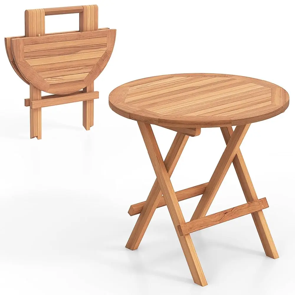 Folding Outdoor Side Table - Teak Wood End Table, Round Coffee Bistro Table W/Slatted Tabletop, Portable Picnic Camp Table For
Folding Outdoor Side Table - Teak Wood End Table, Round Coffee Bistro Table W/Slatted Tabletop, Portable Picnic Camp Table For