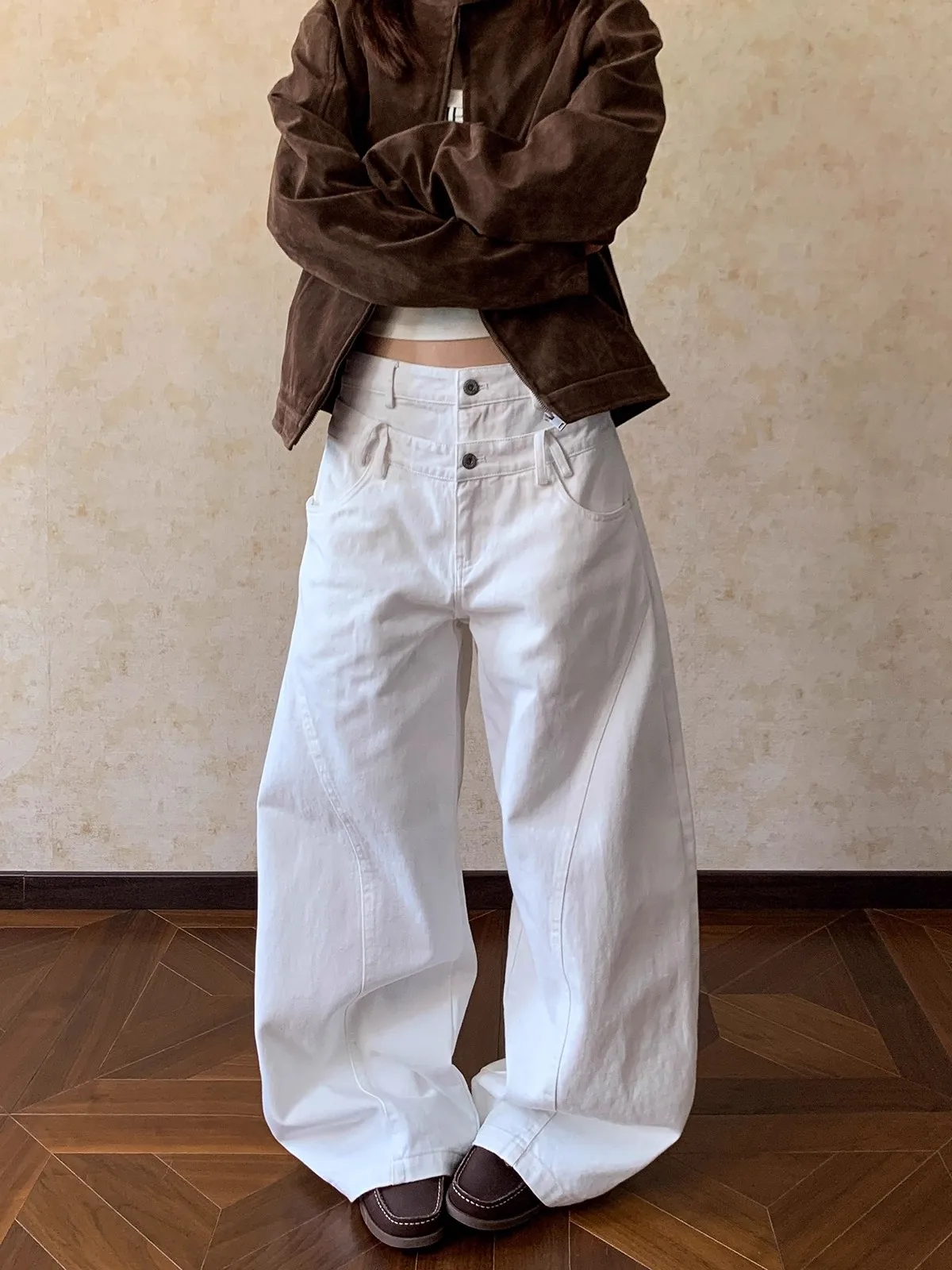 American Retro Double Waist Head Casual Pants Women High Street Cleanfit Straight Leg Denim Jeans Autumn l Waist Button...
American Retro Double Waist Head Casual Pants Women High Street Cleanfit Straight Leg Denim Jeans Autumn l Waist Button...