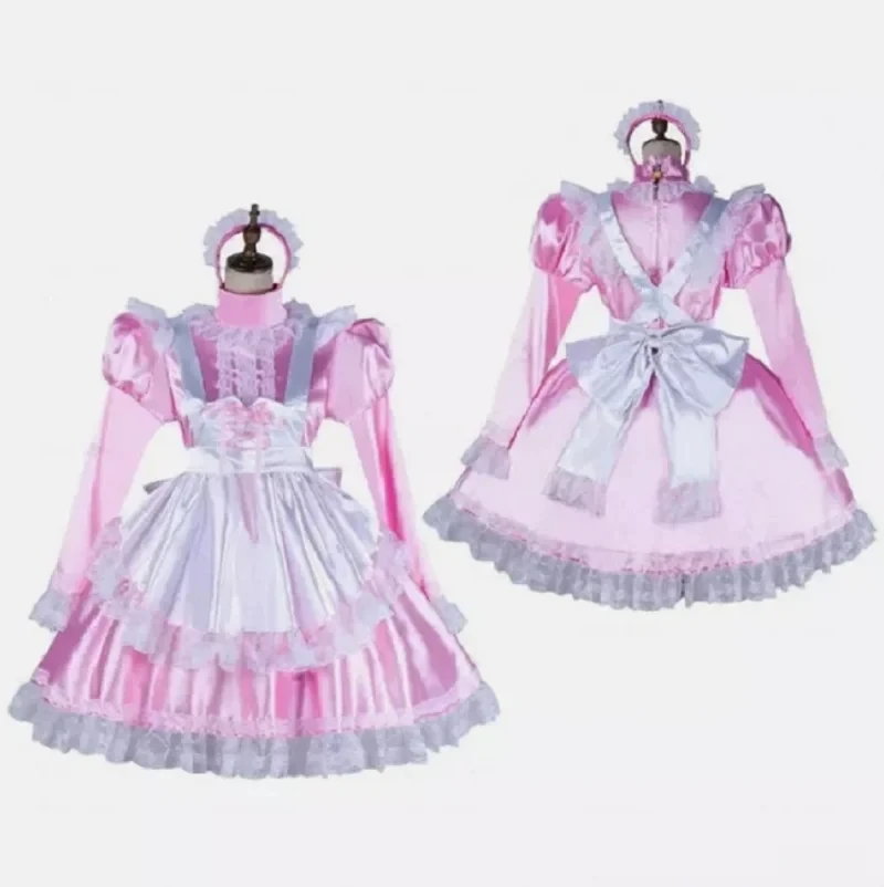 Hot selling pink patchwork white Sissy Maid Girl long sleeve Satin Lockable Dress cosplay costumes Tailor made
Hot selling pink patchwork white Sissy Maid Girl long sleeve Satin Lockable Dress cosplay costumes Tailor made