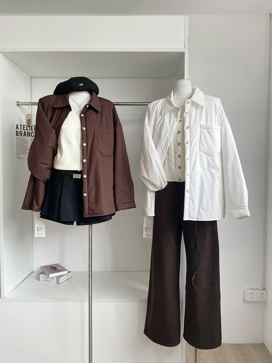 Fashionable Pure Color Cotton Jacket Women's Loose Fit Stylish Winter Outerwear Versatile Casual Long Sleeve Neck
Fashionable Pure Color Cotton Jacket Women's Loose Fit Stylish Winter Outerwear Versatile Casual Long Sleeve Neck