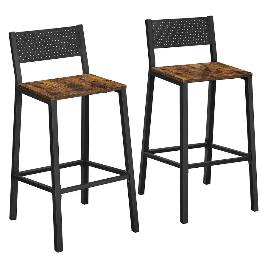 Bar Stools, Set of 2 Bar Chairs, Tall Bar Stools with Backrest, Industrial in Party Room, Rustic Brown and Black ULBC070B01
Bar Stools, Set of 2 Bar Chairs, Tall Bar Stools with Backrest, Industrial in Party Room, Rustic Brown and Black ULBC070B01