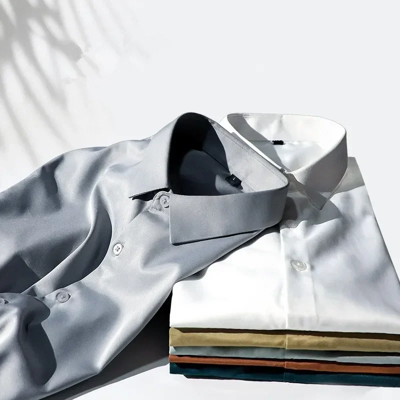 Men's Luxury Business Shirts (Spring/Autumn). Ultra smooth soft ice silk Wrinkle - free no - iron Solid colors Stain resistant
Men's Luxury Business Shirts (Spring/Autumn). Ultra smooth soft ice silk Wrinkle - free no - iron Solid colors Stain resistant