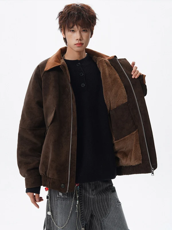 Thiened Fce Lined Suede Cotton Jaet Men's Winter Warm Coat Cleanfit American Sle Leather Jaet Outerwear
Thiened Fce Lined Suede Cotton Jaet Men's Winter Warm Coat Cleanfit American Sle Leather Jaet Outerwear