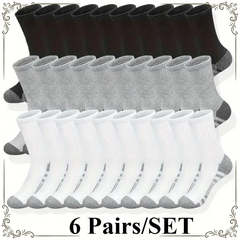 6 Pairs Men's Classic Crew Socks Unisex Sports Socks for Men Running Basketball Anti-slip Outdoor Breathable Man Socks
6 Pairs Men's Classic Crew Socks Unisex Sports Socks for Men Running Basketball Anti-slip Outdoor Breathable Man Socks