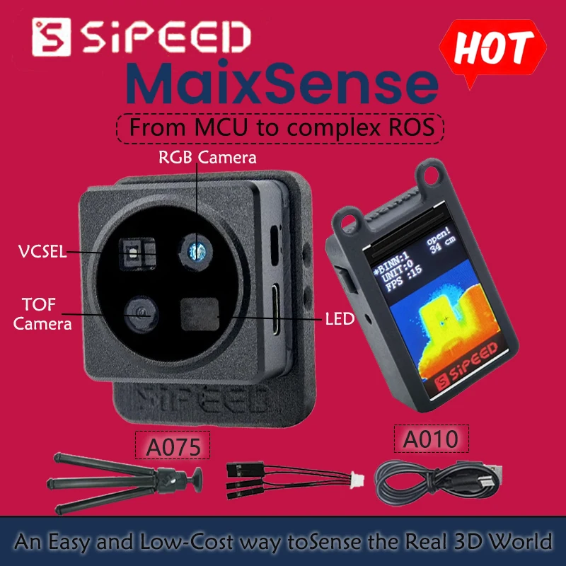 Sipeed MaixSense A075V/A010 RGBD TOF 3D Depth Vision Support Global shutter ROS1/ ROS2 iTOFMCU & ROS Camera 32bit RISC-V @144Mhz
Sipeed MaixSense A075V/A010 RGBD TOF 3D Depth Vision Support Global shutter ROS1/ ROS2 iTOFMCU & ROS Camera 32bit RISC-V @144Mhz