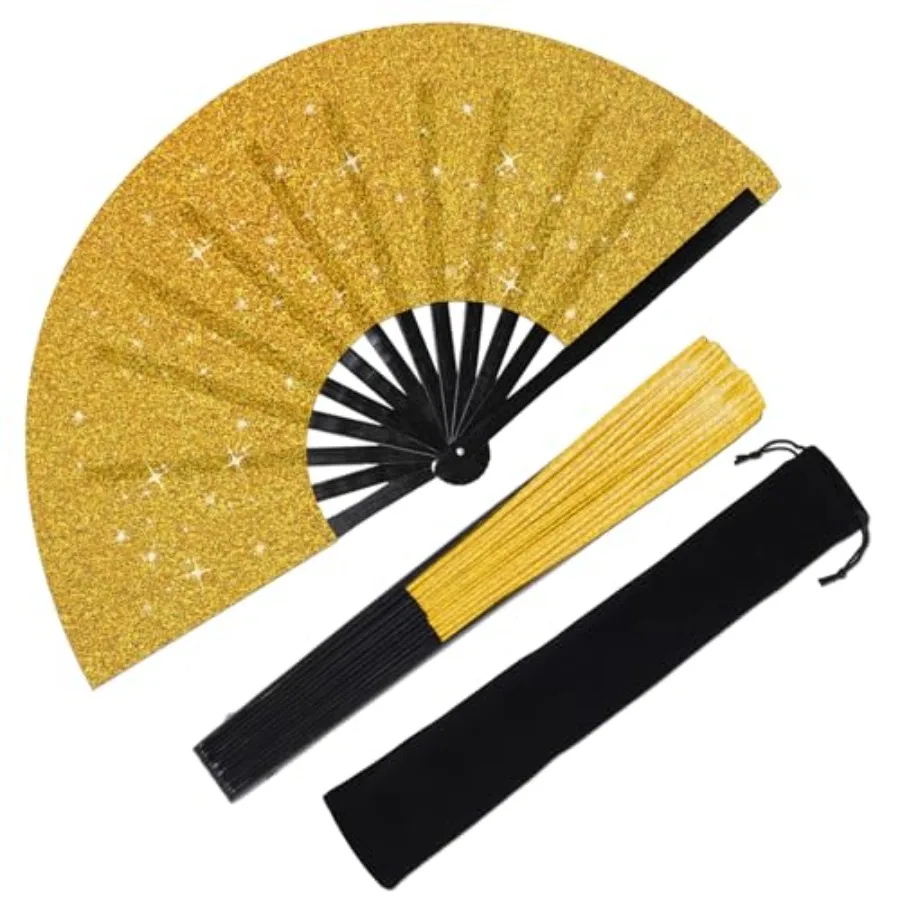 Large Folding Hand Fan Glitter Large Rave Hand Fan, Folding Shiny Hand Fan Clack Handheld Fan Women Handheld Fan with Bag for F
Large Folding Hand Fan Glitter Large Rave Hand Fan, Folding Shiny Hand Fan Clack Handheld Fan Women Handheld Fan with Bag for F