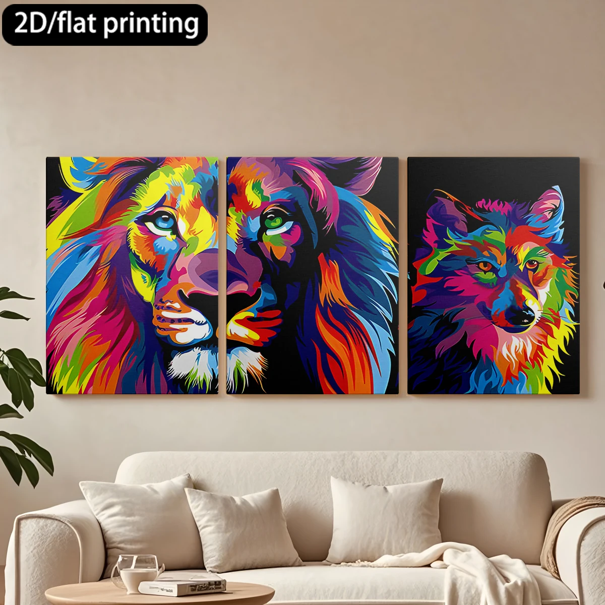 2D flat printing 3pc wooden frame canvas decorative painting Lion and wolf artwork, vibrant.Corridor bedroom decoration
2D flat printing 3pc wooden frame canvas decorative painting Lion and wolf artwork, vibrant.Corridor bedroom decoration