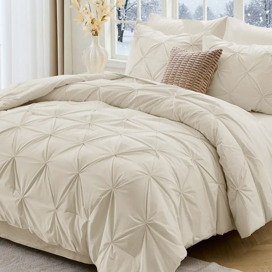 Queen Comforter Set, 7Piece Bed in a Bag, Pintuck Bedding Sets for All Season, Includes Comforter, Flat Sheet, Fitted Sheet, Pil
Queen Comforter Set, 7Piece Bed in a Bag, Pintuck Bedding Sets for All Season, Includes Comforter, Flat Sheet, Fitted Sheet, Pil