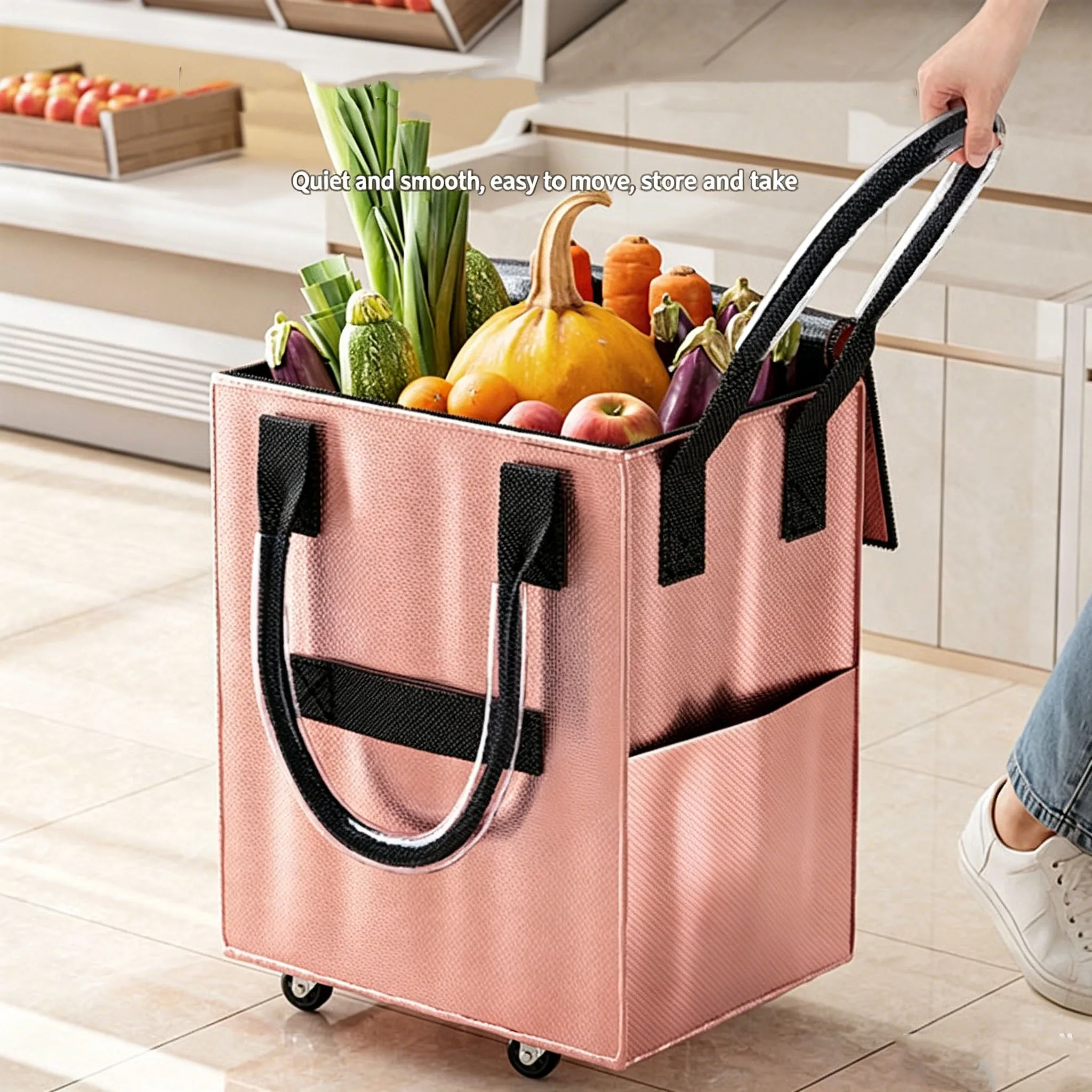 Large Capacity Wheeled Shopping Bag, Wear-resistant Reusable Grocery Trolley Handbag
Large Capacity Wheeled Shopping Bag, Wear-resistant Reusable Grocery Trolley Handbag