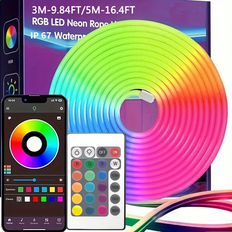 RGB Neon LED Strip 1/2/3/5M IP65 Waterproof DIY USB Neon Strip Tuya App Remote Control Flexible Ribbon for Home Decor Lighting
RGB Neon LED Strip 1/2/3/5M IP65 Waterproof DIY USB Neon Strip Tuya App Remote Control Flexible Ribbon for Home Decor Lighting