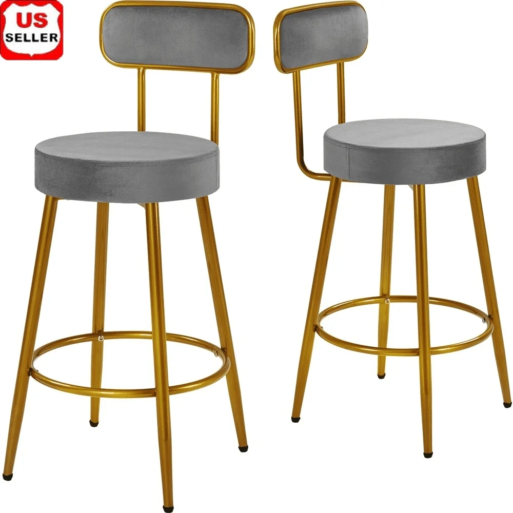 Modern Velvet Bar Stools Set of 2 Ergonomic Low-Back Counter Height Chairs with Gold Legs Dining Kitchen Home Bar
Modern Velvet Bar Stools Set of 2 Ergonomic Low-Back Counter Height Chairs with Gold Legs Dining Kitchen Home Bar