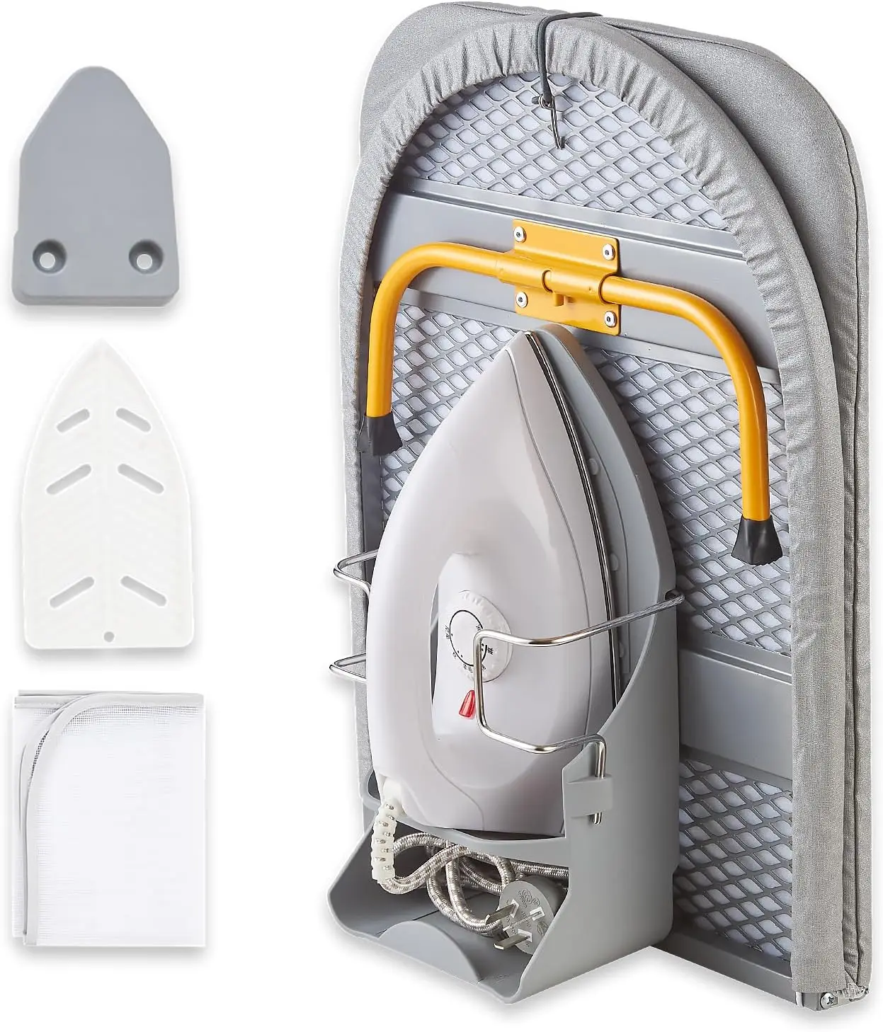 Compact Foldable Ironing Board with Iron Holder, 13x35 Inch Space-Saving Tabletop Design, Grey
Compact Foldable Ironing Board with Iron Holder, 13x35 Inch Space-Saving Tabletop Design, Grey