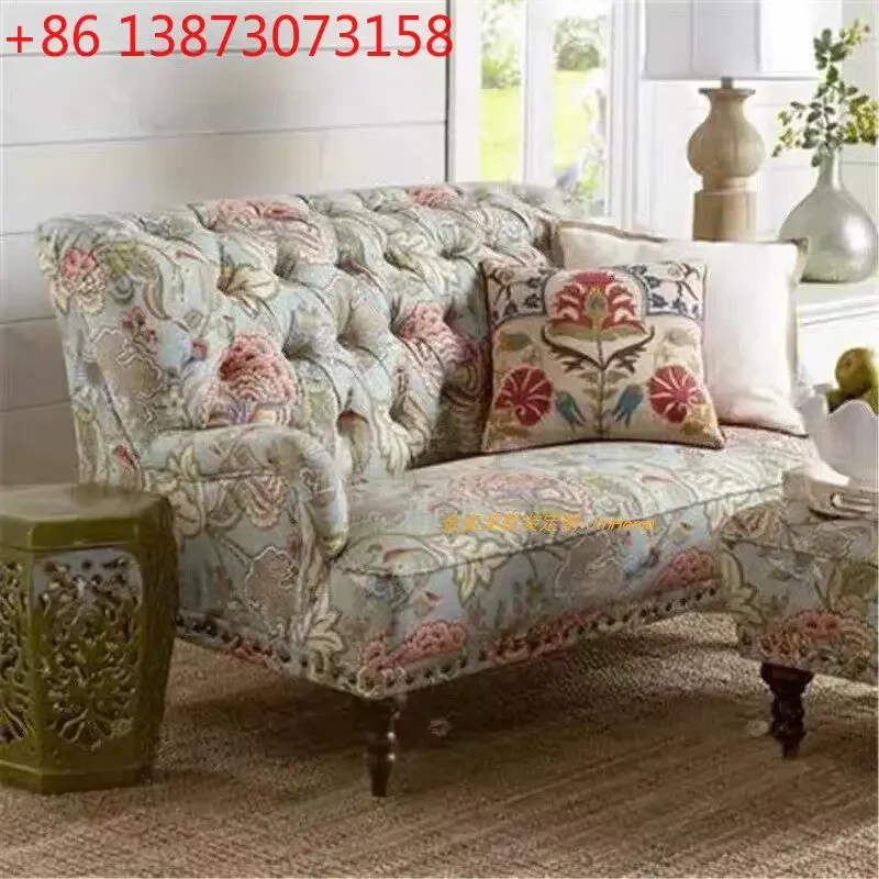 American medieval pastoral floral fabric tiger chair French living room bedroom double triple sofa
American medieval pastoral floral fabric tiger chair French living room bedroom double triple sofa