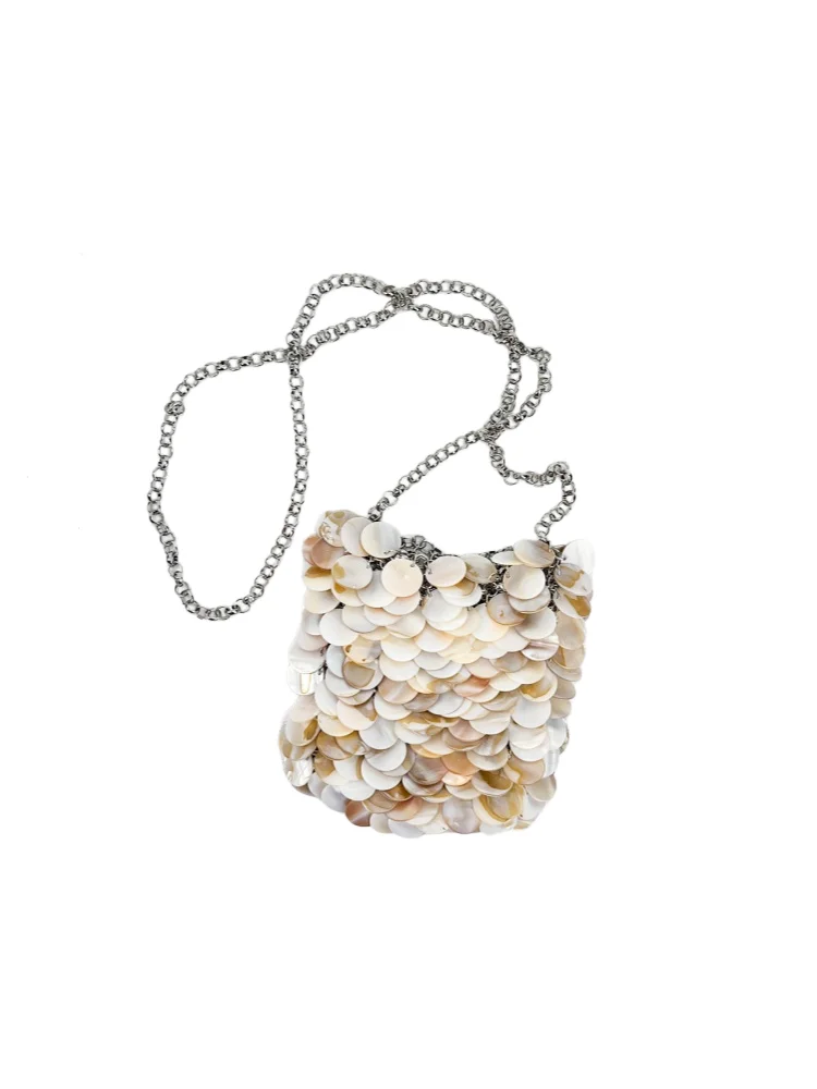 Summer Vacation Style Shell Pieces Chain Shoulder Crossbody Bag Fairy Style Natural Pearl Sequins Woven Women's Beach Bag
Summer Vacation Style Shell Pieces Chain Shoulder Crossbody Bag Fairy Style Natural Pearl Sequins Woven Women's Beach Bag
