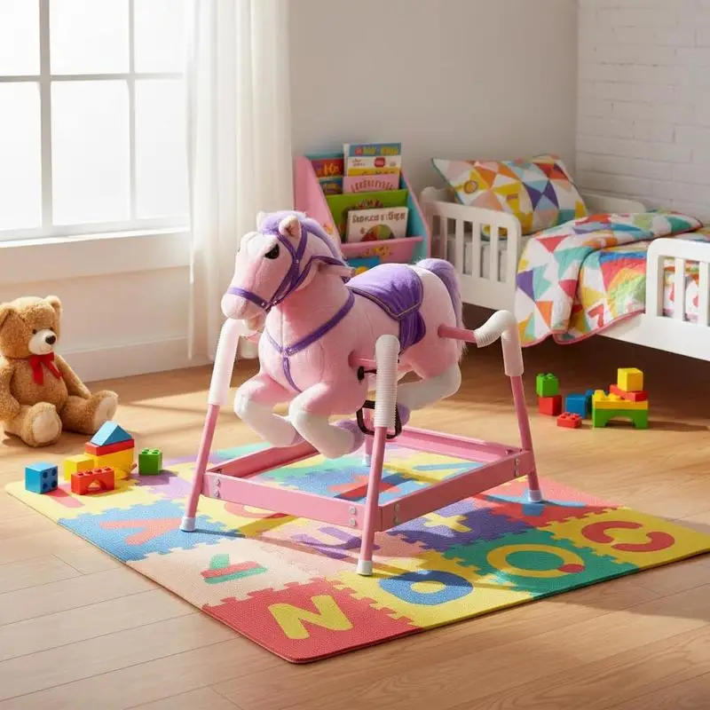 Spring Rocking Horse, Kids Ride on Horse, Plush Horse Ride-on w/ Sounds & Foot Stirrups for Kids 3-8 Years, Pink
Spring Rocking Horse, Kids Ride on Horse, Plush Horse Ride-on w/ Sounds & Foot Stirrups for Kids 3-8 Years, Pink