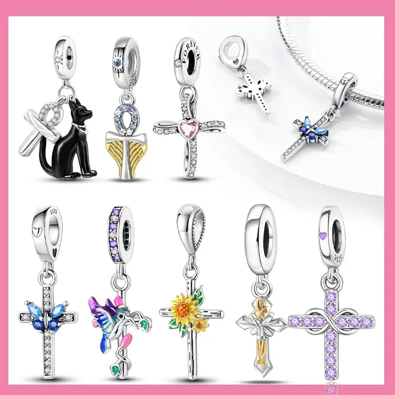 Синие бусины из стерлингового серебра 925, циркон, подсолнух, фиолетовый, синий крест, подвески, подходят для оригинального браслета с подвеской, женские ювелирные изделия
Синие бусины из стерлингового серебра 925, циркон, подсолнух, фиолетовый, синий крест, подвески, подходят для оригинального браслета с подвеской, женские ювелирные изделия