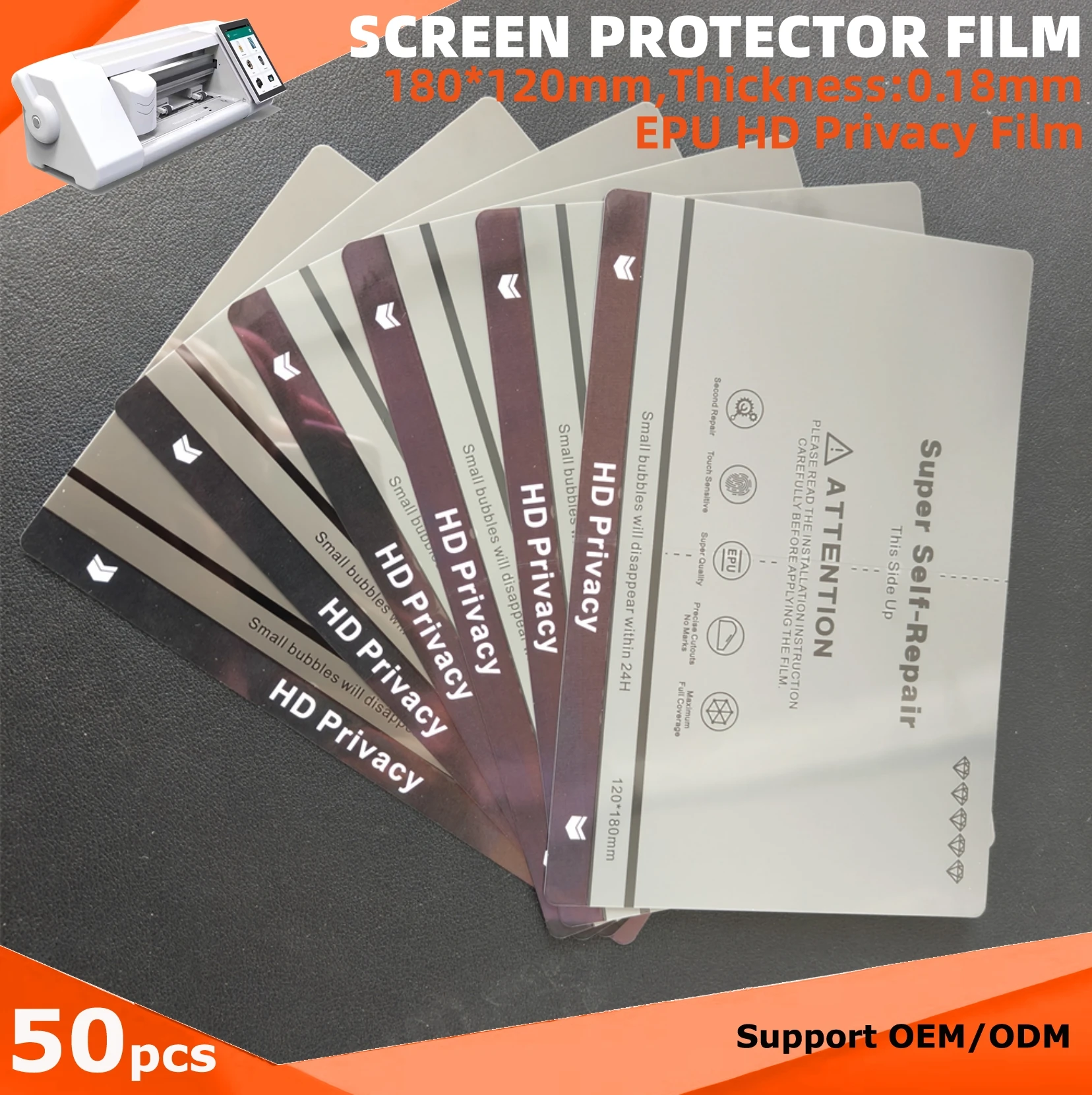 50pcs EPU Pro Super Self Repair HD Privacy Micas Hydrogel Film 180*120mm Soft Mobile Phone Screen Protector for Cutter Machine
50pcs EPU Pro Super Self Repair HD Privacy Micas Hydrogel Film 180*120mm Soft Mobile Phone Screen Protector for Cutter Machine