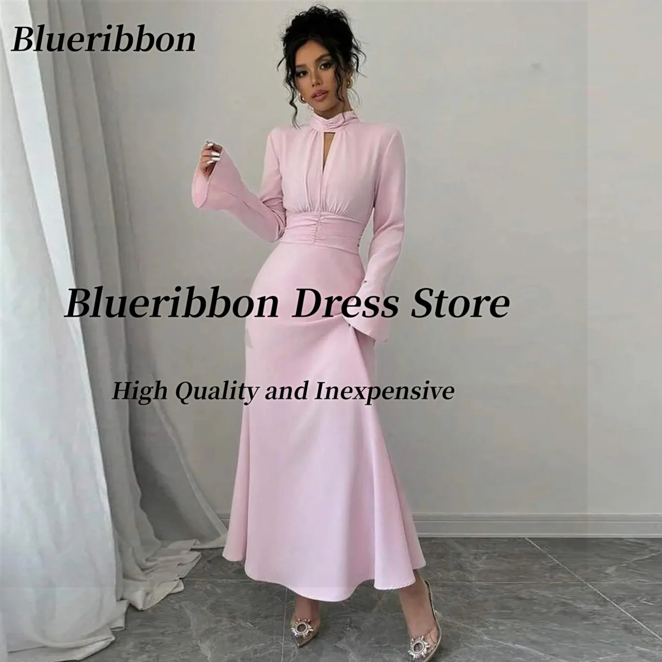 Blueribbon Pink Long Sleeves Prom Dresses Keyhole High Collar платье женское вечернее Zipper Back Customized Evening Party Dress
Blueribbon Pink Long Sleeves Prom Dresses Keyhole High Collar платье женское вечернее Zipper Back Customized Evening Party Dress