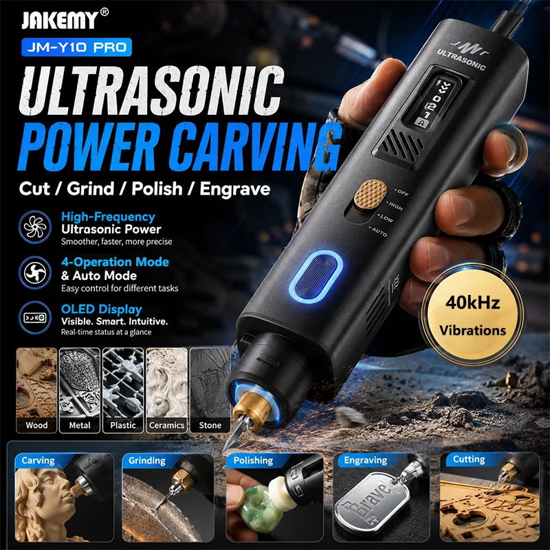Jakemy JM-Y10 PRO Ultrasonic Cutter and Polisher Overheat Protection Electric Tool for PCB Model Making Carving Grinding DIY
Jakemy JM-Y10 PRO Ultrasonic Cutter and Polisher Overheat Protection Electric Tool for PCB Model Making Carving Grinding DIY