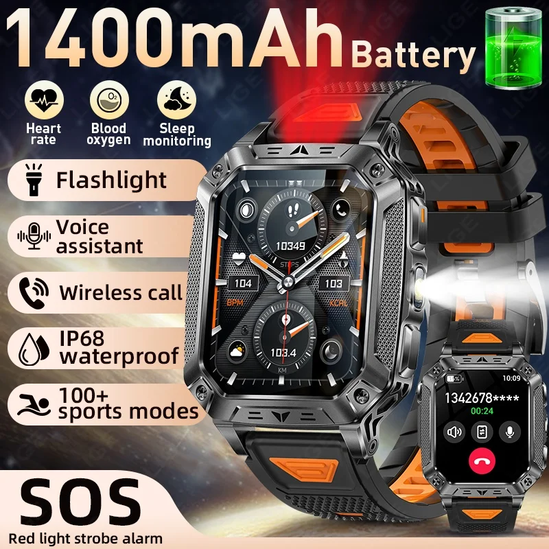 1400mAh Smart Watch Men Outdoor Sports 2026 New Big Battery LED Flashlight IP68 Waterproof Bluetooth Call AMOLED HD Smartwatch
1400mAh Smart Watch Men Outdoor Sports 2026 New Big Battery LED Flashlight IP68 Waterproof Bluetooth Call AMOLED HD Smartwatch