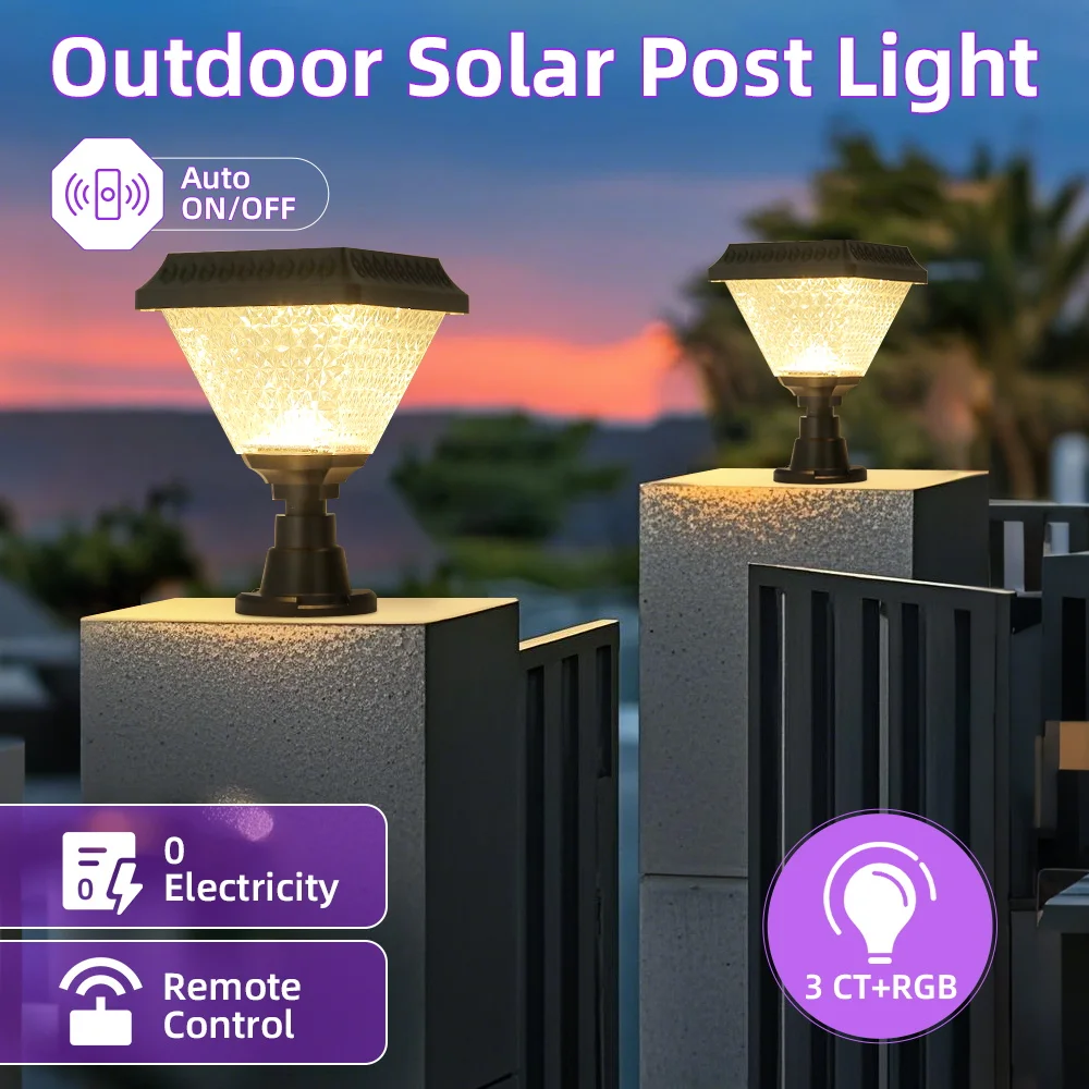 Outdoor Led Solar Lights Timed Solar Pillar Lights IP65 LED Garden Column Light Dimming RGB Post Light Remote Control Solar Lamp
Outdoor Led Solar Lights Timed Solar Pillar Lights IP65 LED Garden Column Light Dimming RGB Post Light Remote Control Solar Lamp