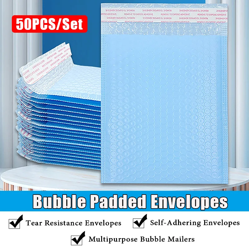 50Pcs/set Sky Blue Bubble Mailer Bubble Padded Envelopes Clothing Express Packing Bag Waterproof Bubble Envelope Bags
50Pcs/set Sky Blue Bubble Mailer Bubble Padded Envelopes Clothing Express Packing Bag Waterproof Bubble Envelope Bags
