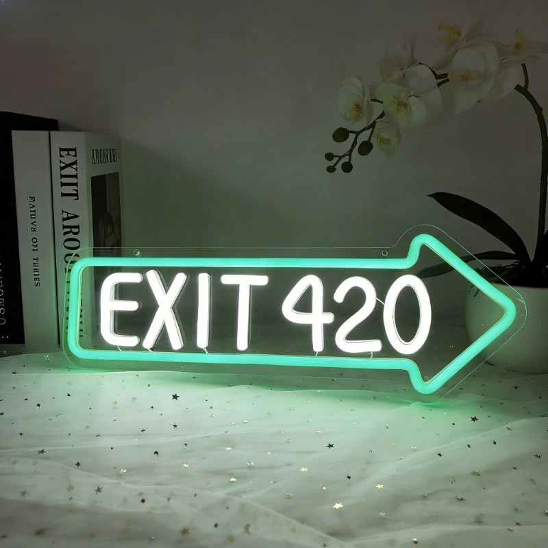EXIT 420 Arrow LED Neon Sign for Home Decor Bar Party Club Store Lighting Cool Glow Eye Catching Creative Exit Theme Design
EXIT 420 Arrow LED Neon Sign for Home Decor Bar Party Club Store Lighting Cool Glow Eye Catching Creative Exit Theme Design