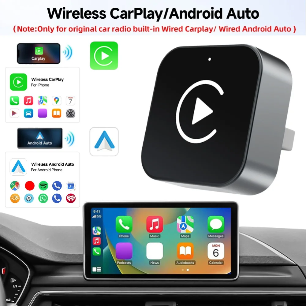 2 in 1 Wireless CarPlay Android Auto Adapter Plug & Play for Factory Wired Cars
2 in 1 Wireless CarPlay Android Auto Adapter Plug & Play for Factory Wired Cars