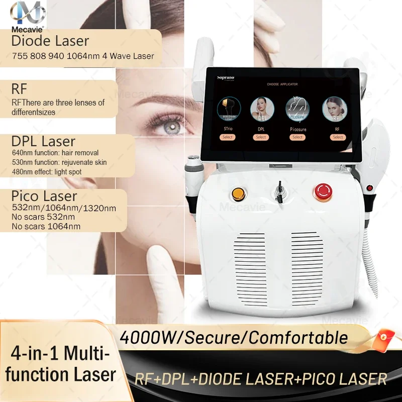 High Performance 4IN1 Diode Laser Hair Removal Tattoo Removal Photorejuvenation Skin Tightening Beauty Salons 4 Wavelengths
High Performance 4IN1 Diode Laser Hair Removal Tattoo Removal Photorejuvenation Skin Tightening Beauty Salons 4 Wavelengths