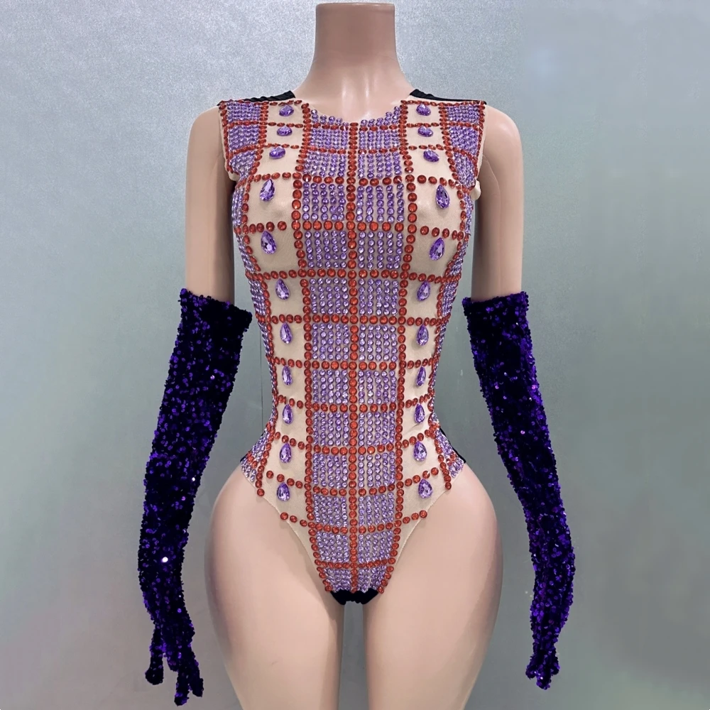 Flashing Rhinestone Purple Sequins Gloves Sexy Bodysuit Evening Party Performance Costume Bar Nightclub Singer Dancer Stage Wear
Flashing Rhinestone Purple Sequins Gloves Sexy Bodysuit Evening Party Performance Costume Bar Nightclub Singer Dancer Stage Wear