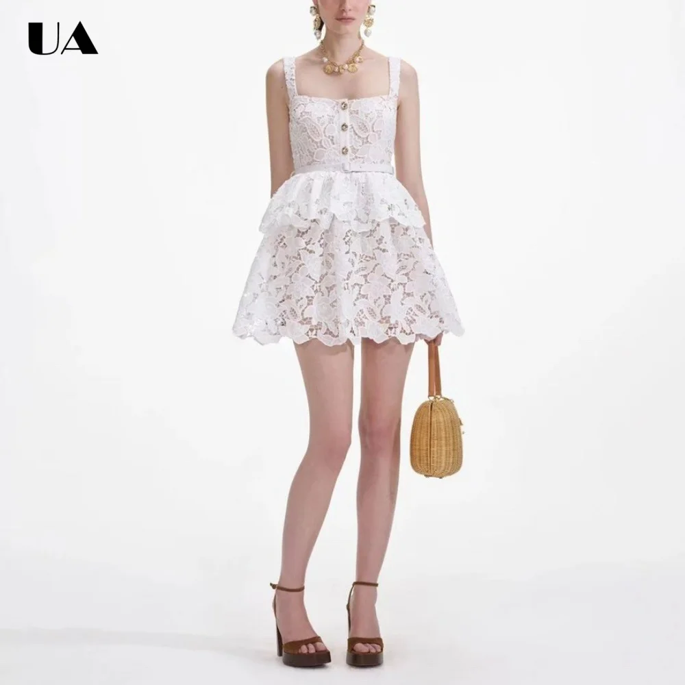 Summer New Lace Hollow Out Mini Prom Dress Trendy Sleeveless Short Dress for Woman Fashionable Square Neck Cocktail Party Dress
Summer New Lace Hollow Out Mini Prom Dress Trendy Sleeveless Short Dress for Woman Fashionable Square Neck Cocktail Party Dress