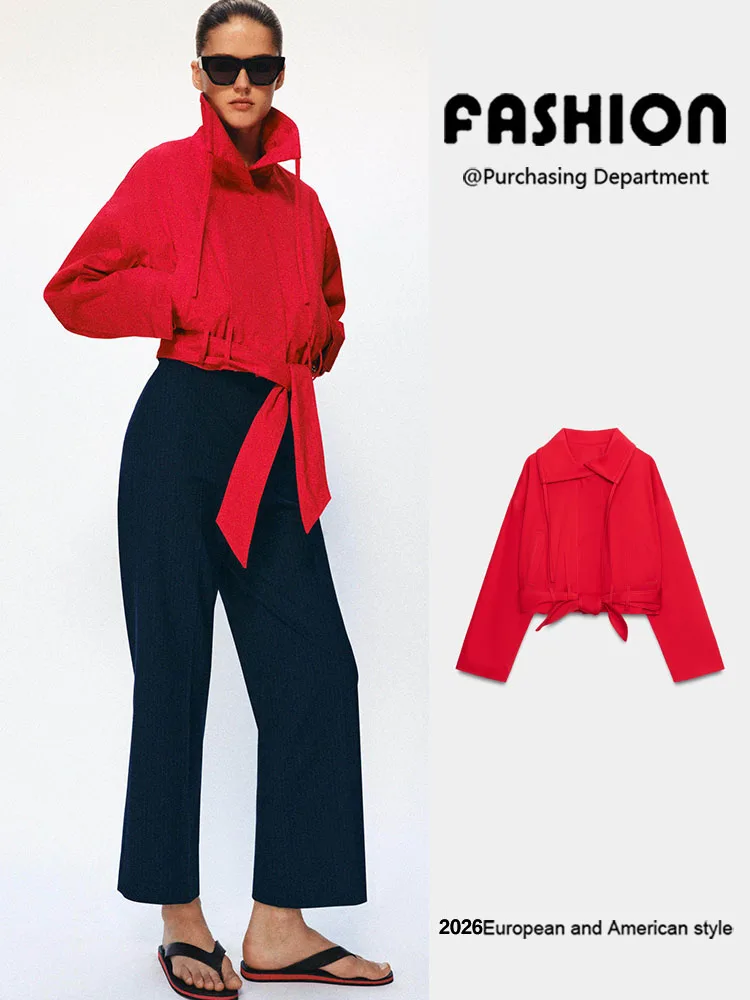 Spring New Arrival Women's Fashionable Long Sleeve High Collar Belted Coat Elegant Versatile Short Style for Ladies
Spring New Arrival Women's Fashionable Long Sleeve High Collar Belted Coat Elegant Versatile Short Style for Ladies