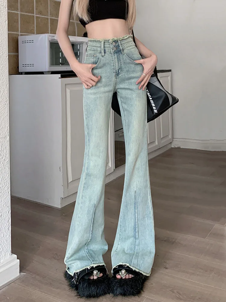 Jeans Women Fashion Flare Jeans Tassel Baggy Denim Trousers High Waist Loose Elasticity Korean Style Street Femme Pants
Jeans Women Fashion Flare Jeans Tassel Baggy Denim Trousers High Waist Loose Elasticity Korean Style Street Femme Pants