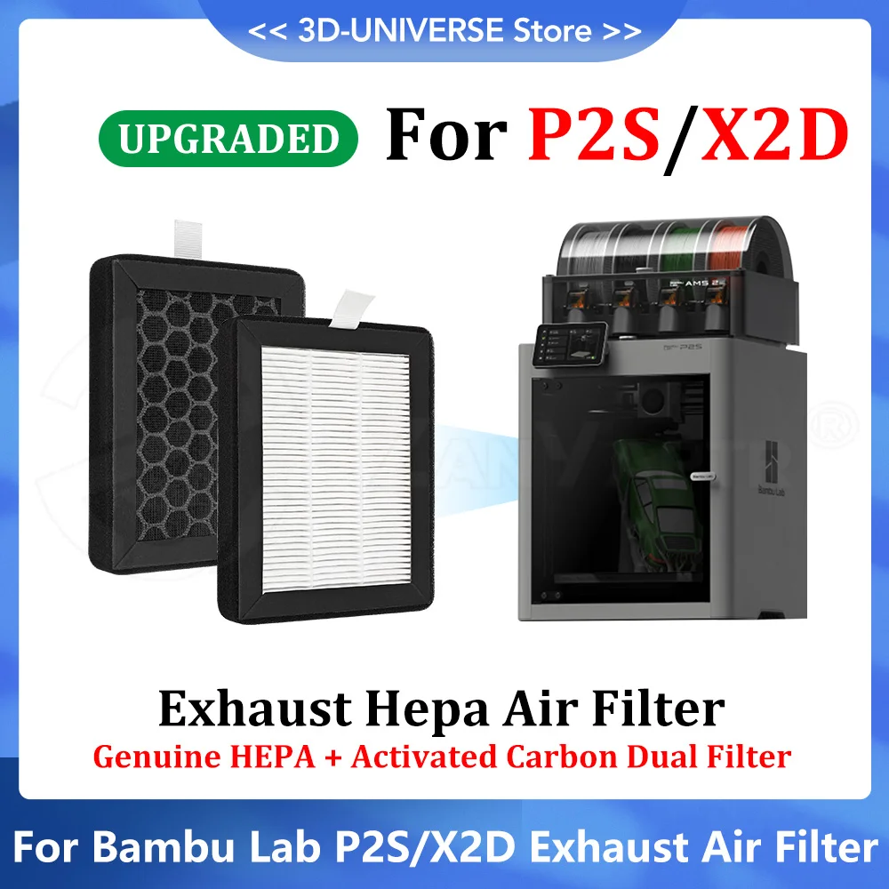 Premium HEPA Activated Carbon Air Filter For Bambu Lab P2S X2D Reduce Smoke Dust Odor 3D Printer Parts
Premium HEPA Activated Carbon Air Filter For Bambu Lab P2S X2D Reduce Smoke Dust Odor 3D Printer Parts