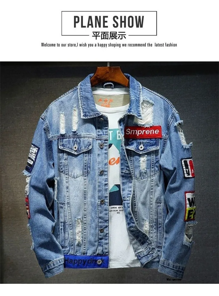 Men Brand Denim Jacket Streetwear Punk Motorcycle Ripped Print Cowboy Coats High Quality Casual Hole Loose Male Jeans Outwear 26 S81e5c1adbba14186baa28a5ad70d3308y